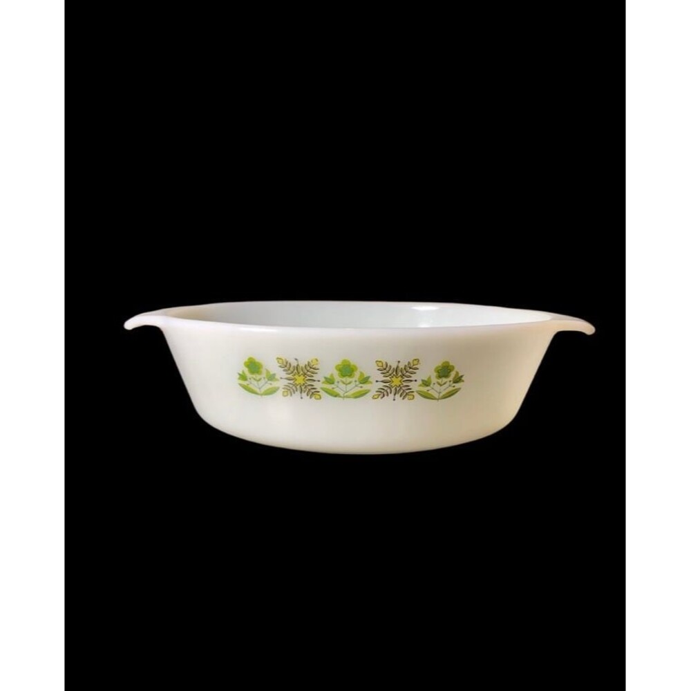 Green meadow number 433 glass big fire king casserole dish